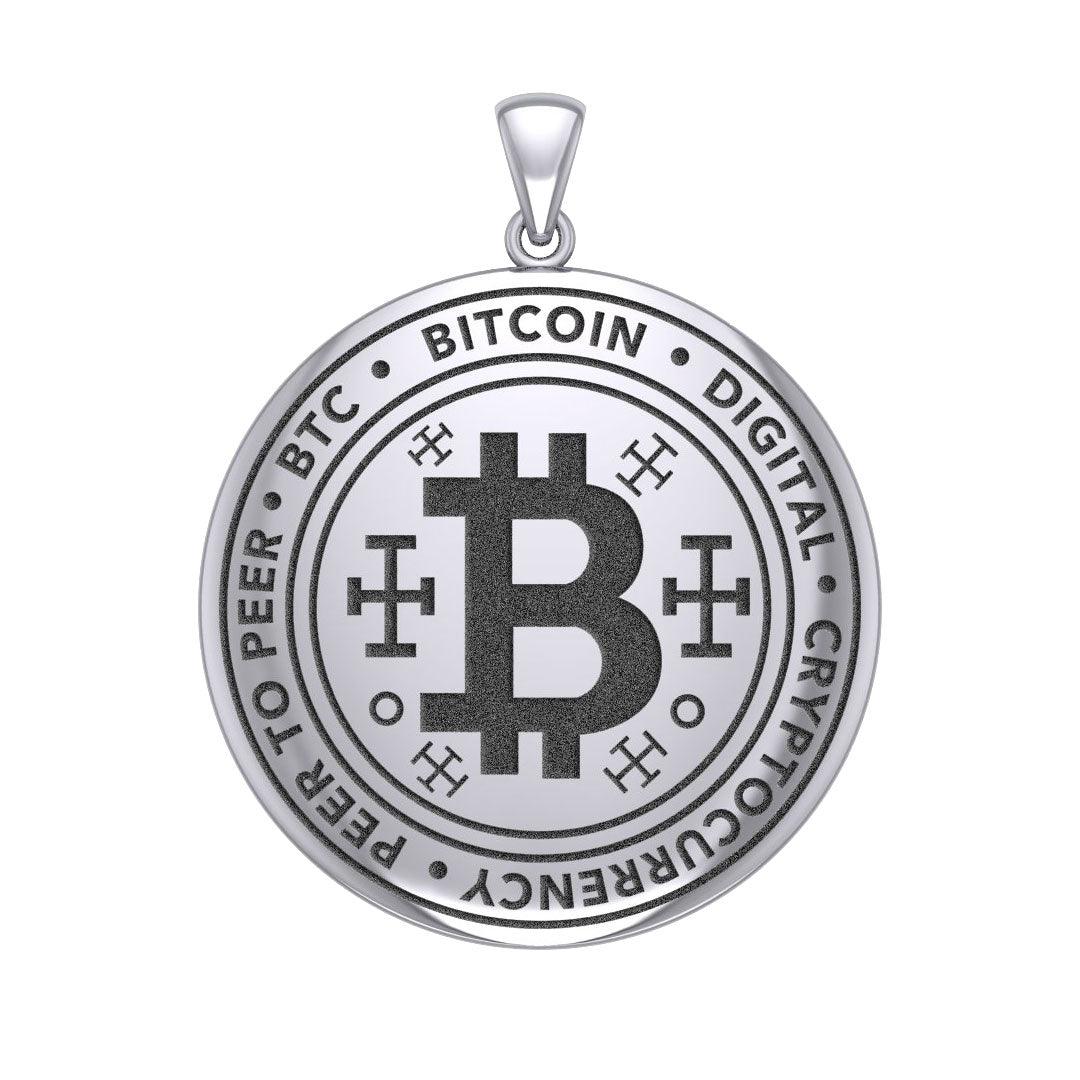Bitcoin Sterling Silver Large Pendant TPD5862 - Jewelry