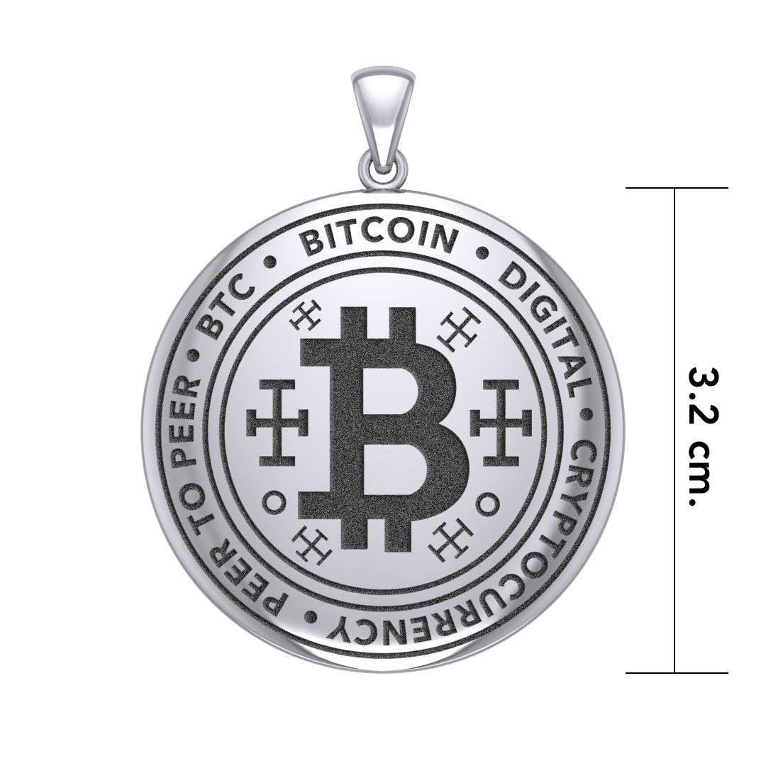 Bitcoin Sterling Silver Large Pendant TPD5862 - Jewelry