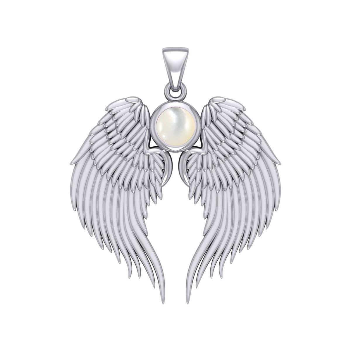 Guardian Angel Wings Silver Pendant with Birthstone TPD5866 - Jewelry