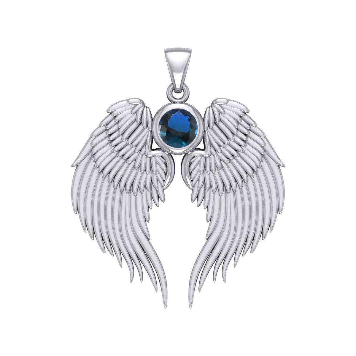 Guardian Angel Wings Silver Pendant with Birthstone TPD5866 - Jewelry