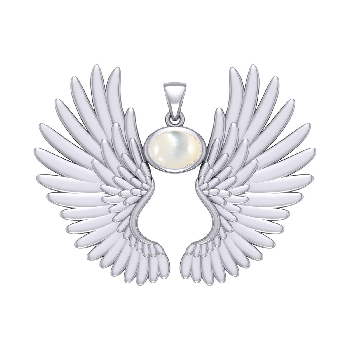 Guardian Angel Wings Silver Pendant with Birthstone TPD5867 - Jewelry
