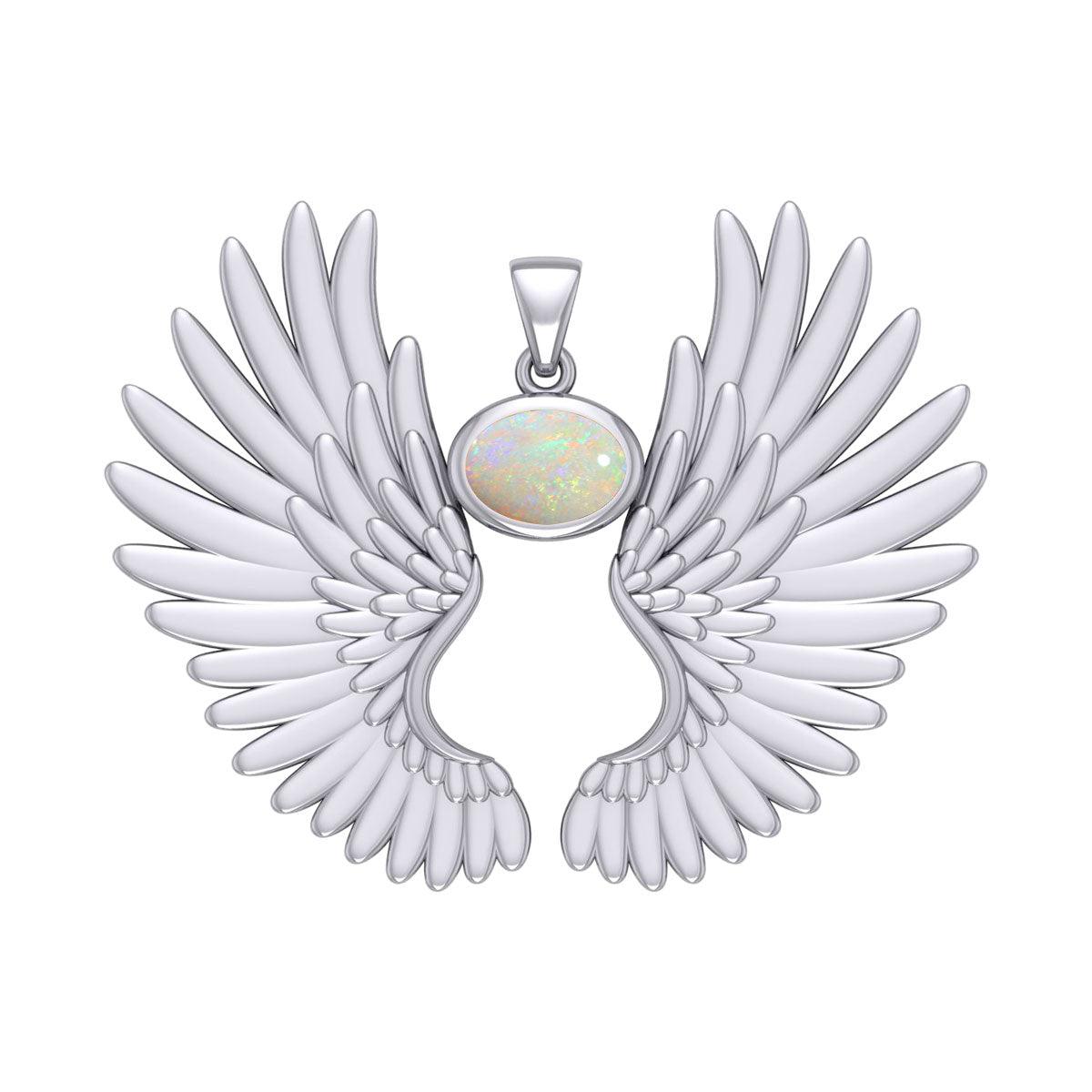 Guardian Angel Wings Silver Pendant with Birthstone TPD5867 - Jewelry