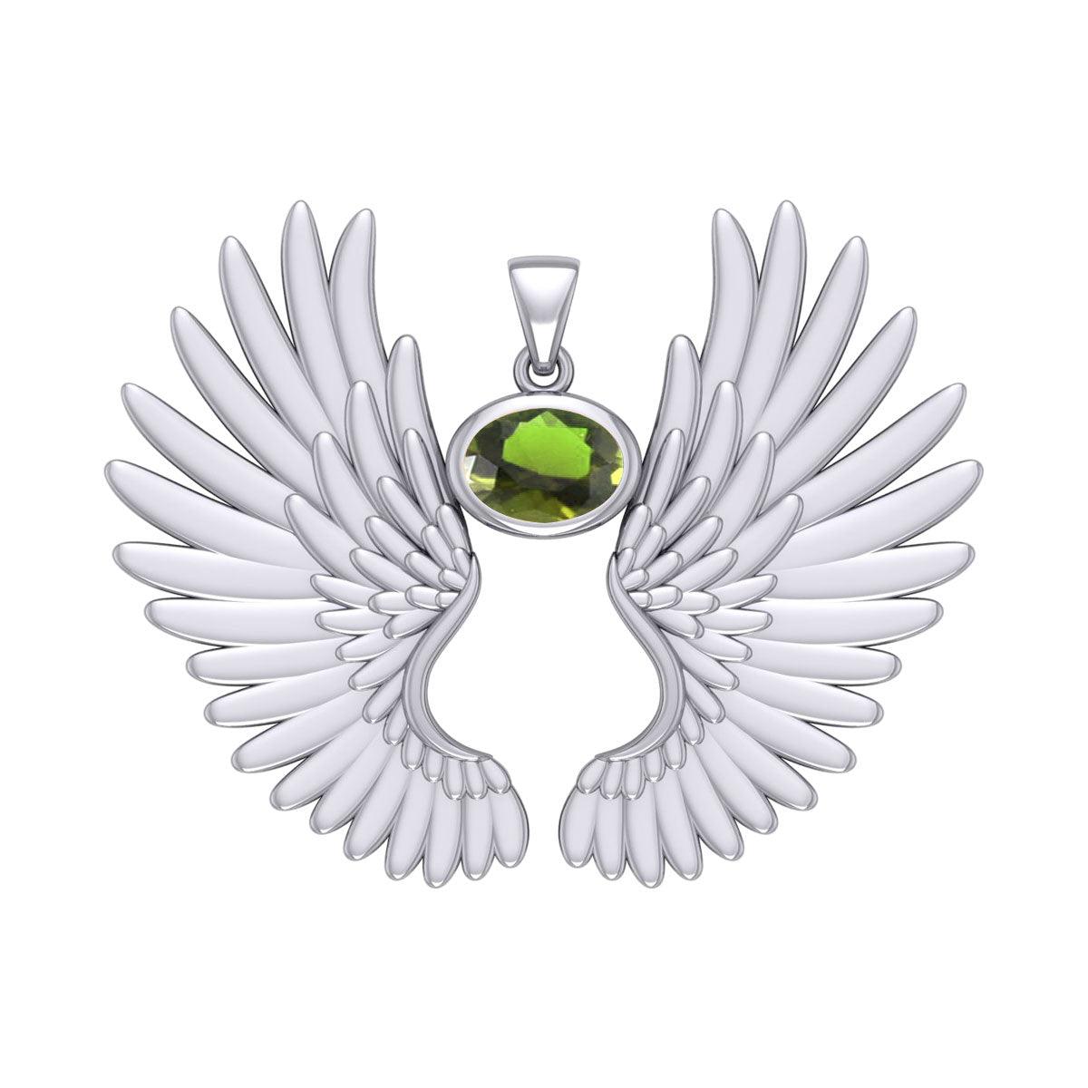 Guardian Angel Wings Silver Pendant with Birthstone TPD5867 - Jewelry