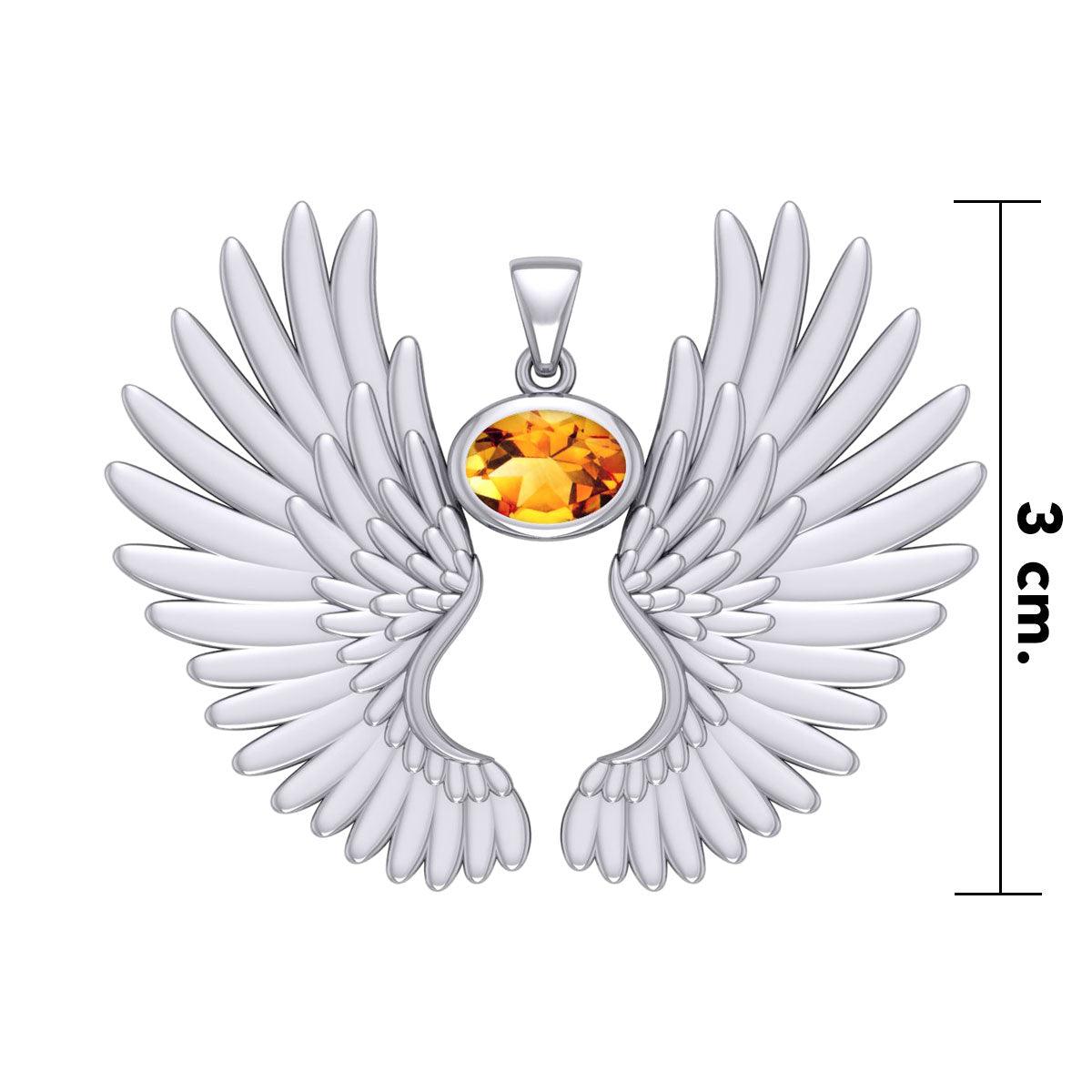 Guardian Angel Wings Silver Pendant with Birthstone TPD5867 - Jewelry