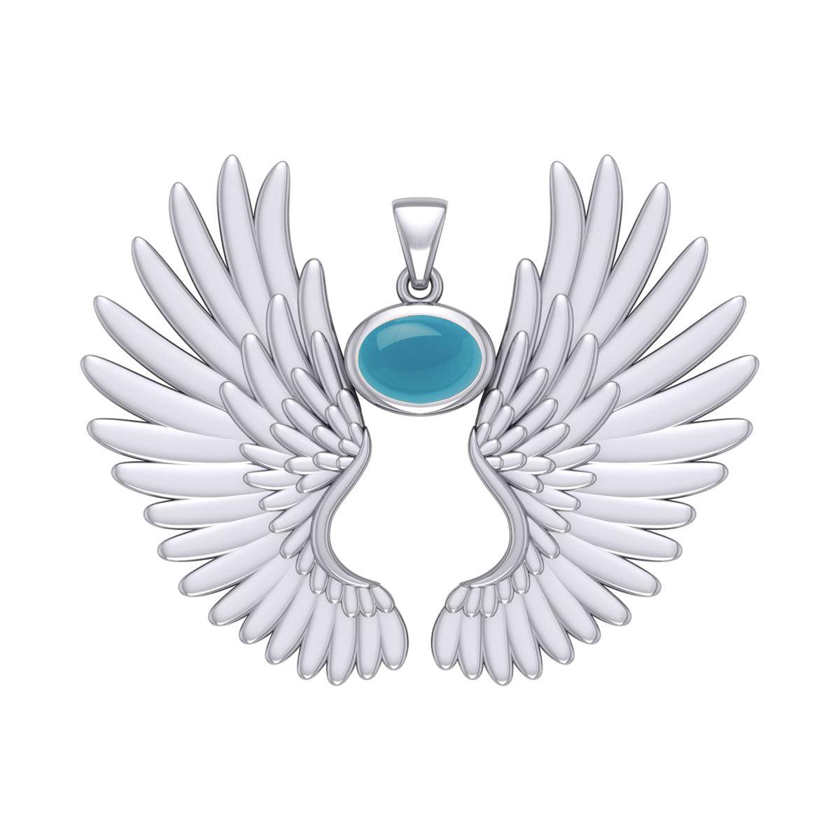 Guardian Angel Wings Silver Pendant with Birthstone TPD5867 - Jewelry