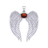 Guardian Angel Wings Silver Pendant with Birthstone TPD5868 - Jewelry
