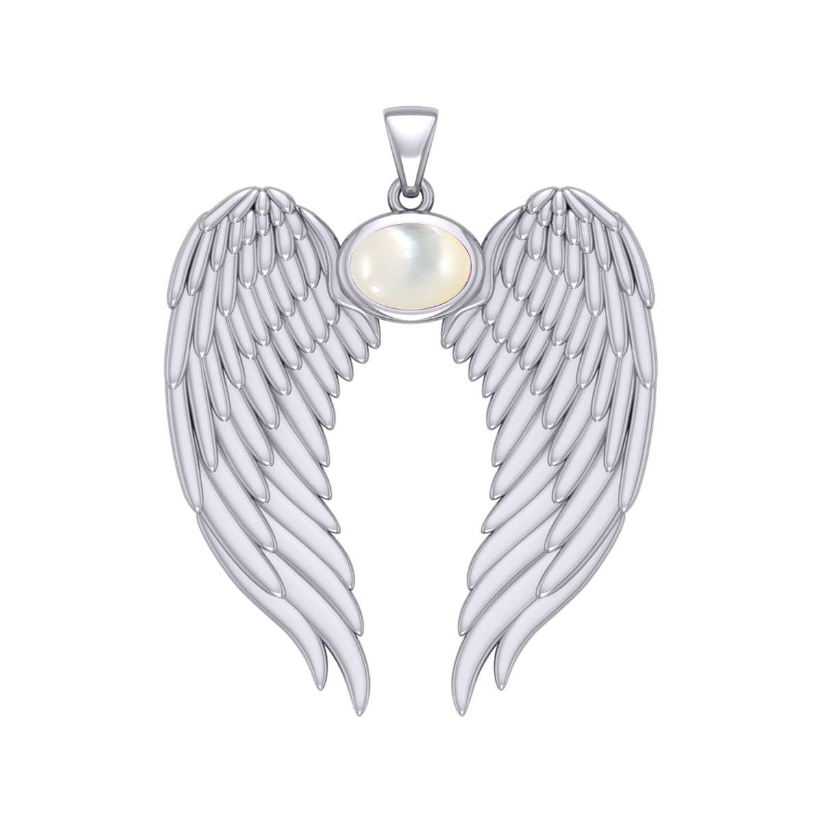 Guardian Angel Wings Silver Pendant with Birthstone TPD5868 - Jewelry