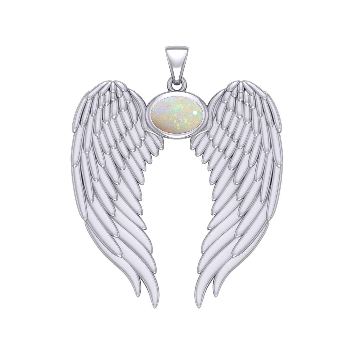 Guardian Angel Wings Silver Pendant with Birthstone TPD5868 - Jewelry