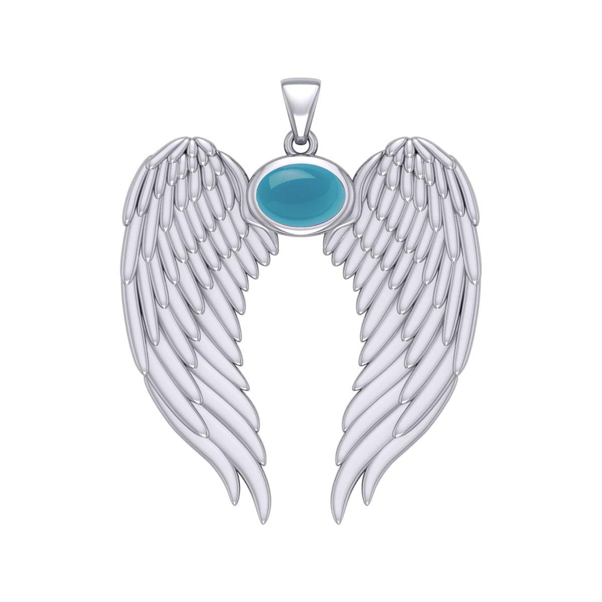 Guardian Angel Wings Silver Pendant with Birthstone TPD5868 - Jewelry