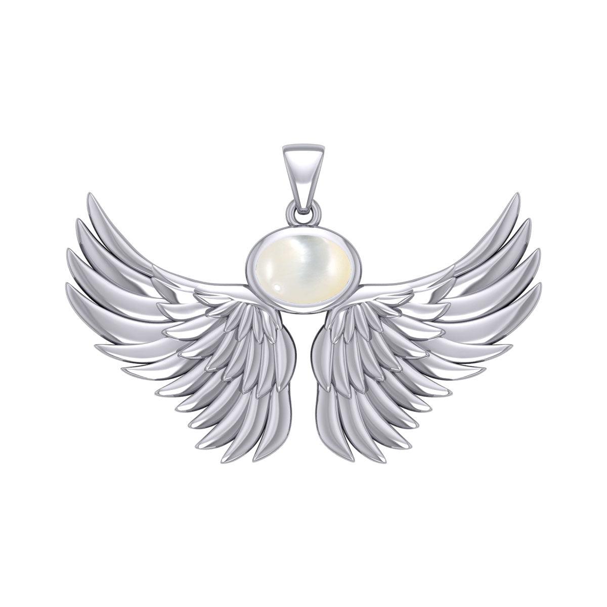 Guardian Angel Wings Silver Pendant with Birthstone TPD5869 - Jewelry