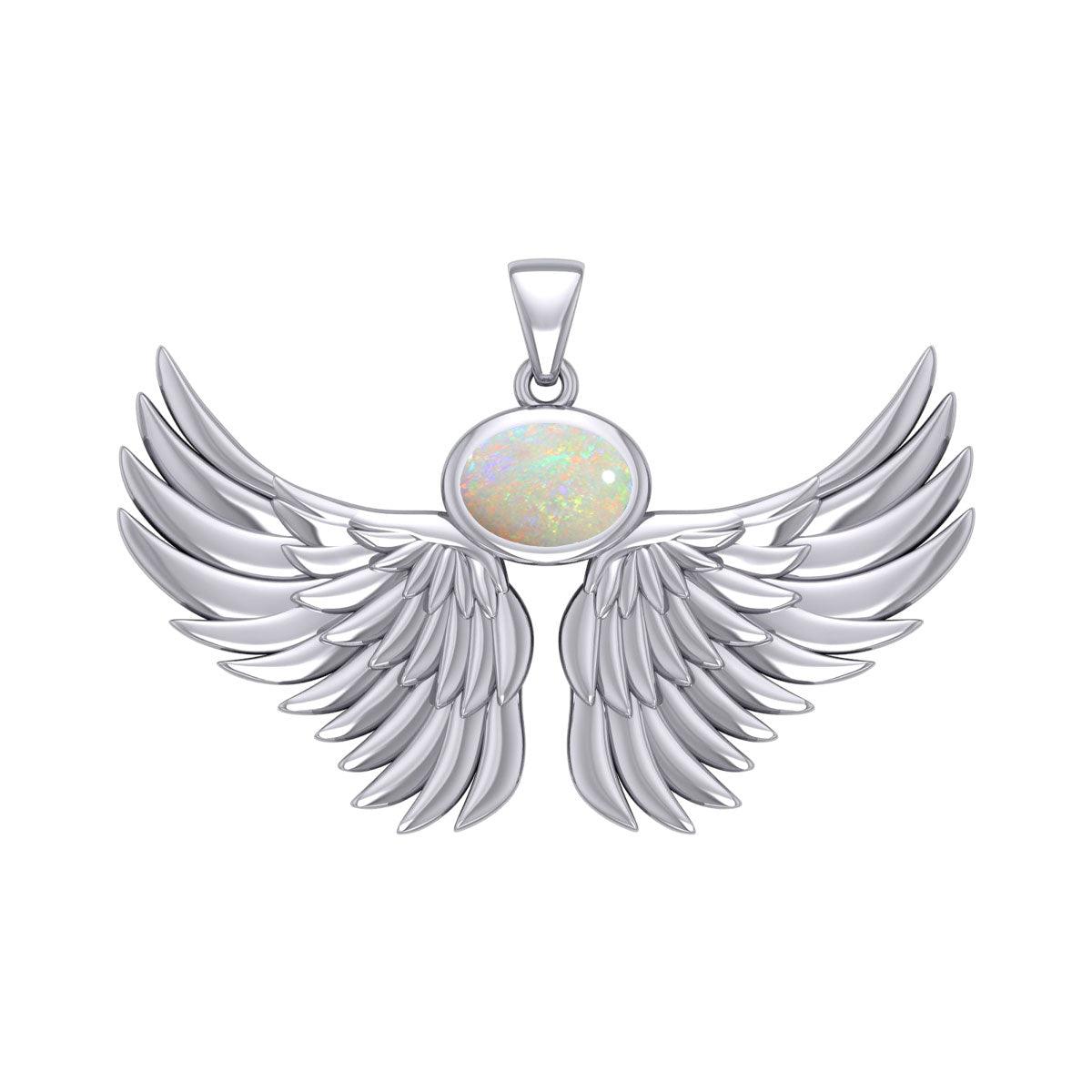 Guardian Angel Wings Silver Pendant with Birthstone TPD5869 - Jewelry