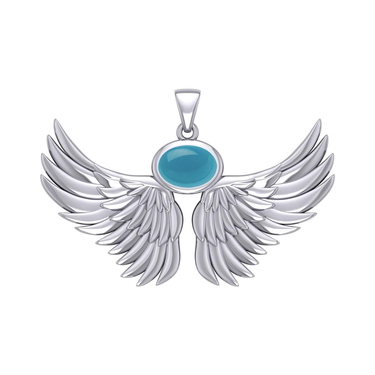 Guardian Angel Wings Silver Pendant with Birthstone TPD5869 - Jewelry