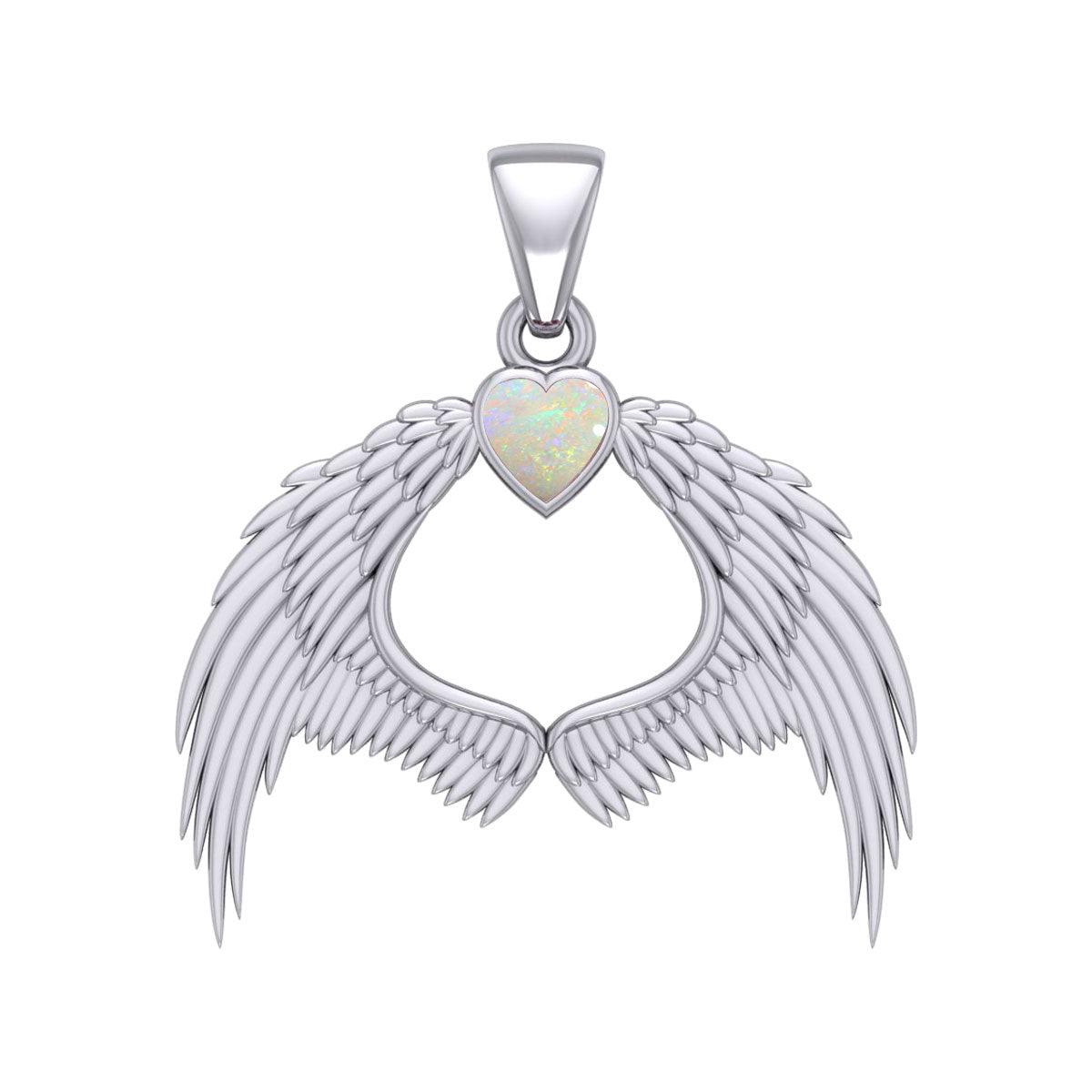 Guardian Angel Wings Silver Pendant with Birthstone TPD5871 - Jewelry