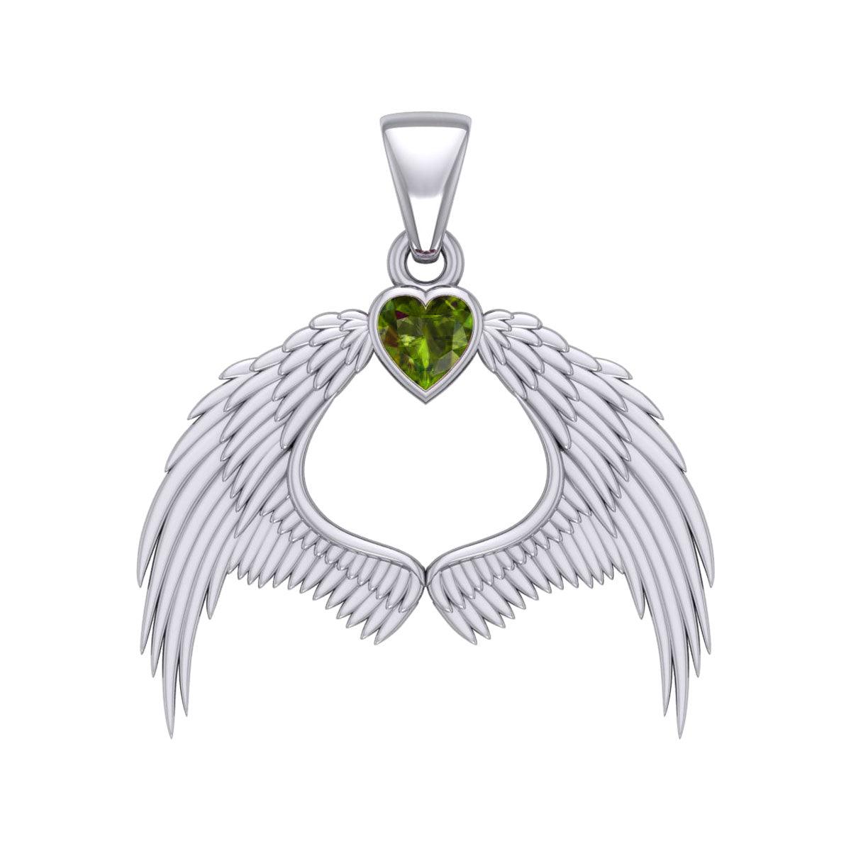 Guardian Angel Wings Silver Pendant with Birthstone TPD5871 - Jewelry