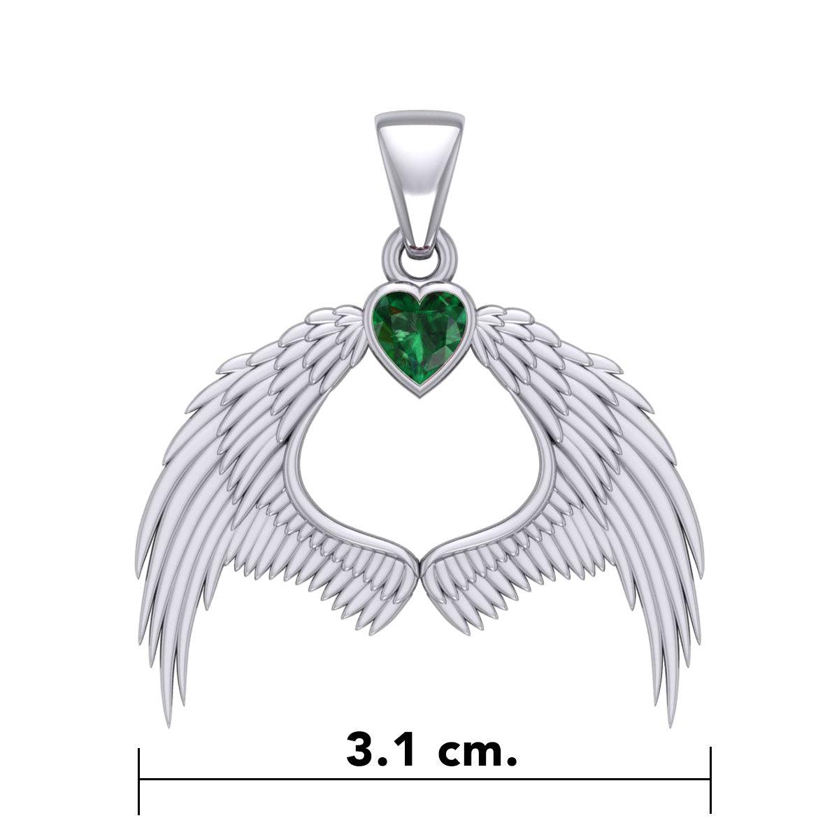 Guardian Angel Wings Silver Pendant with Birthstone TPD5871 - Jewelry