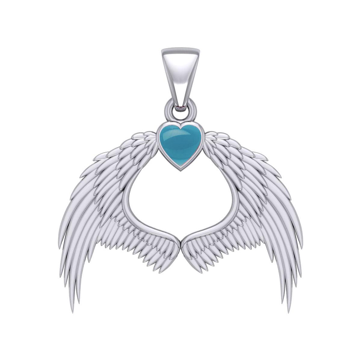 Guardian Angel Wings Silver Pendant with Birthstone TPD5871 - Jewelry