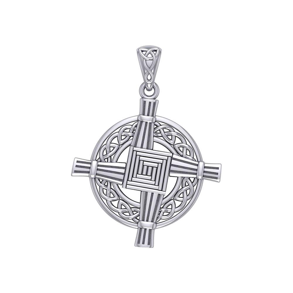 Saint Brigids Cross with Celtic Silver Pendant TPD5880 - Jewelry