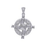 Saint Brigids Cross with Celtic Silver Pendant TPD5880 - Jewelry
