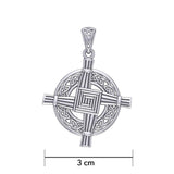 Saint Brigids Cross with Celtic Silver Pendant TPD5880 - Jewelry