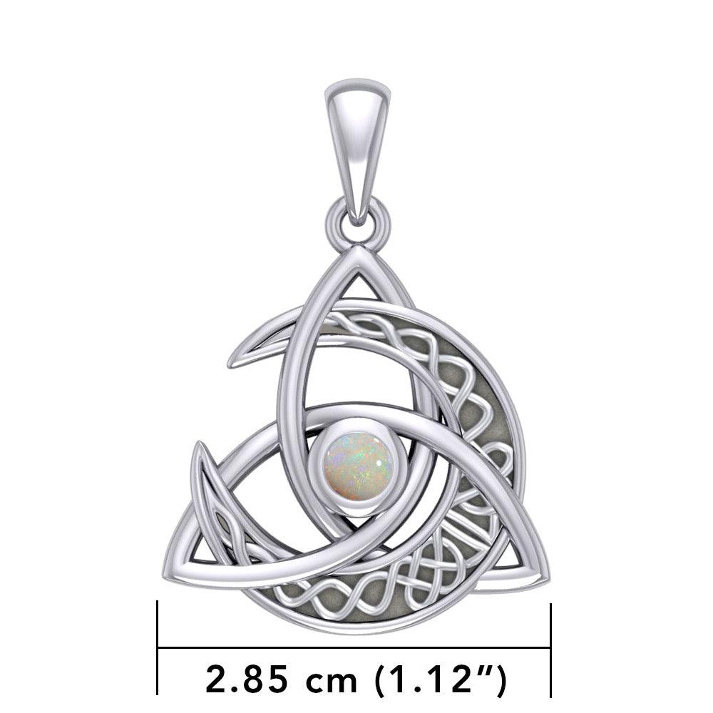 Trinity Knot with Celtic Crescent Moon Silver Pendant with Gemstone TPD6079 - Jewelry