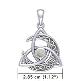 Trinity Knot with Celtic Crescent Moon Silver Pendant with Gemstone TPD6079 - Jewelry