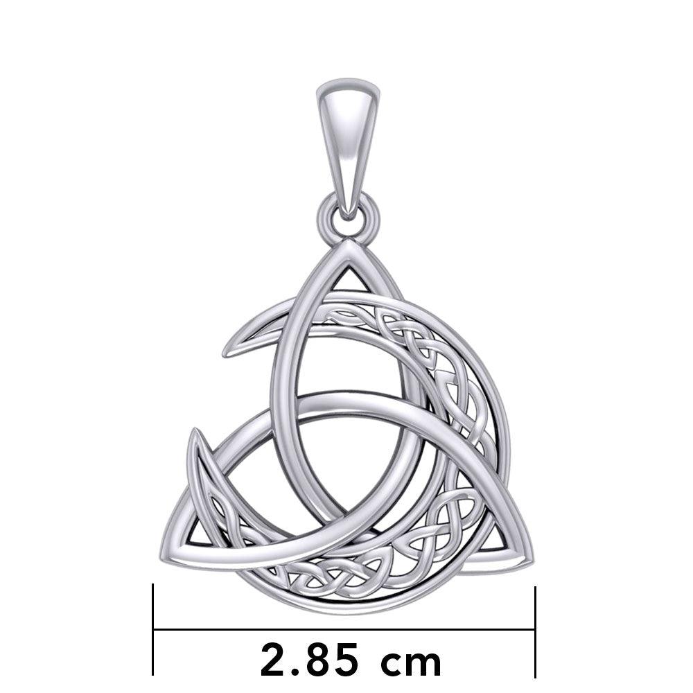 Trinity Knot with Celtic Crescent Moon Silver Pendant TPD5884 - Jewelry