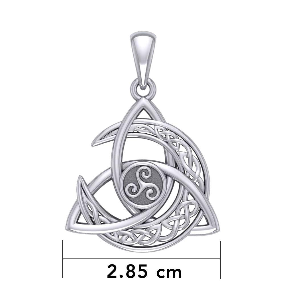 Trinity Knot with Celtic Crescent Moon and Triskele Silver Pendant TPD5885 - Jewelry