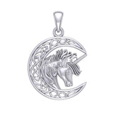 Unicorn with Celtic Crescent Moon Silver Pendant TPD5890 - Jewelry
