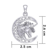 Unicorn with Celtic Crescent Moon Silver Pendant TPD5890 - Jewelry