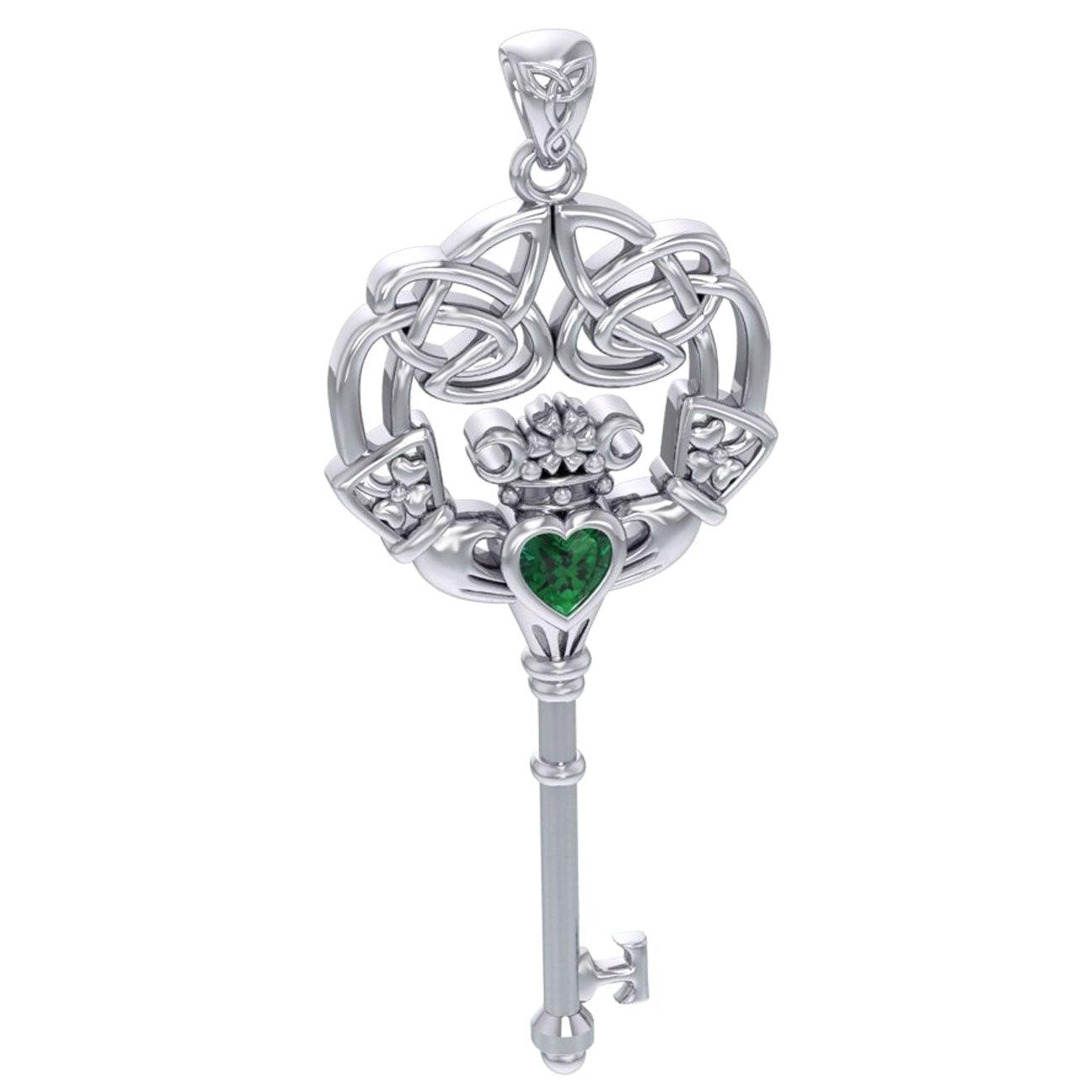 Irish Celtic Claddagh Spiritual Key Silver Pendant TPD5904 - Jewelry