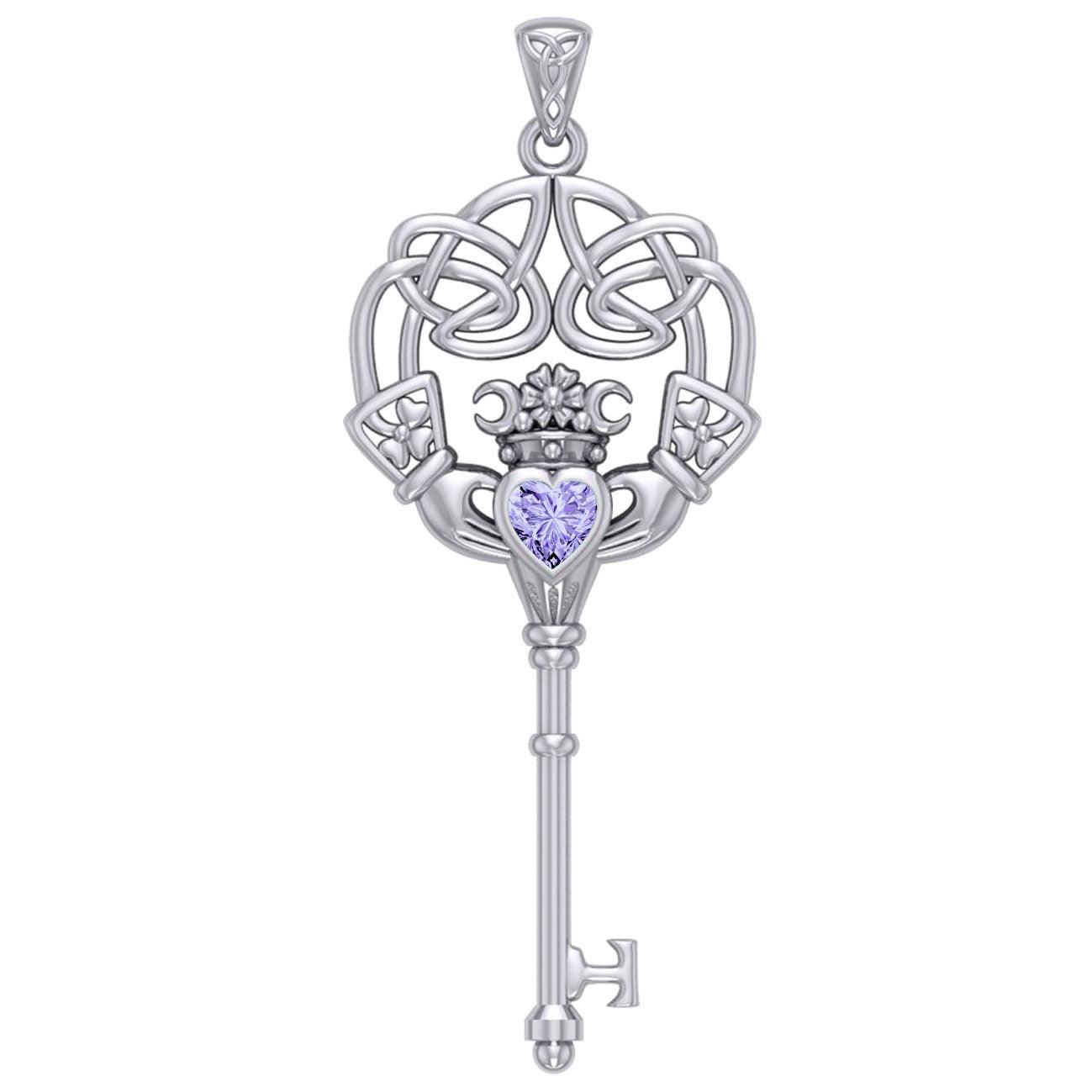 Irish Celtic Claddagh Spiritual Key Silver Pendant TPD5904 - Jewelry