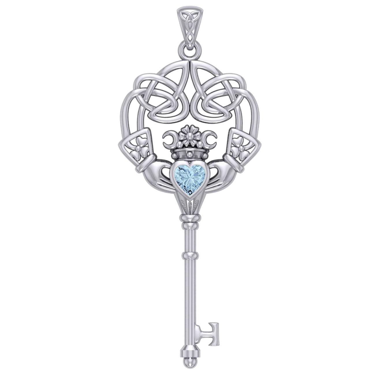 Irish Celtic Claddagh Spiritual Key Silver Pendant TPD5904 - Jewelry