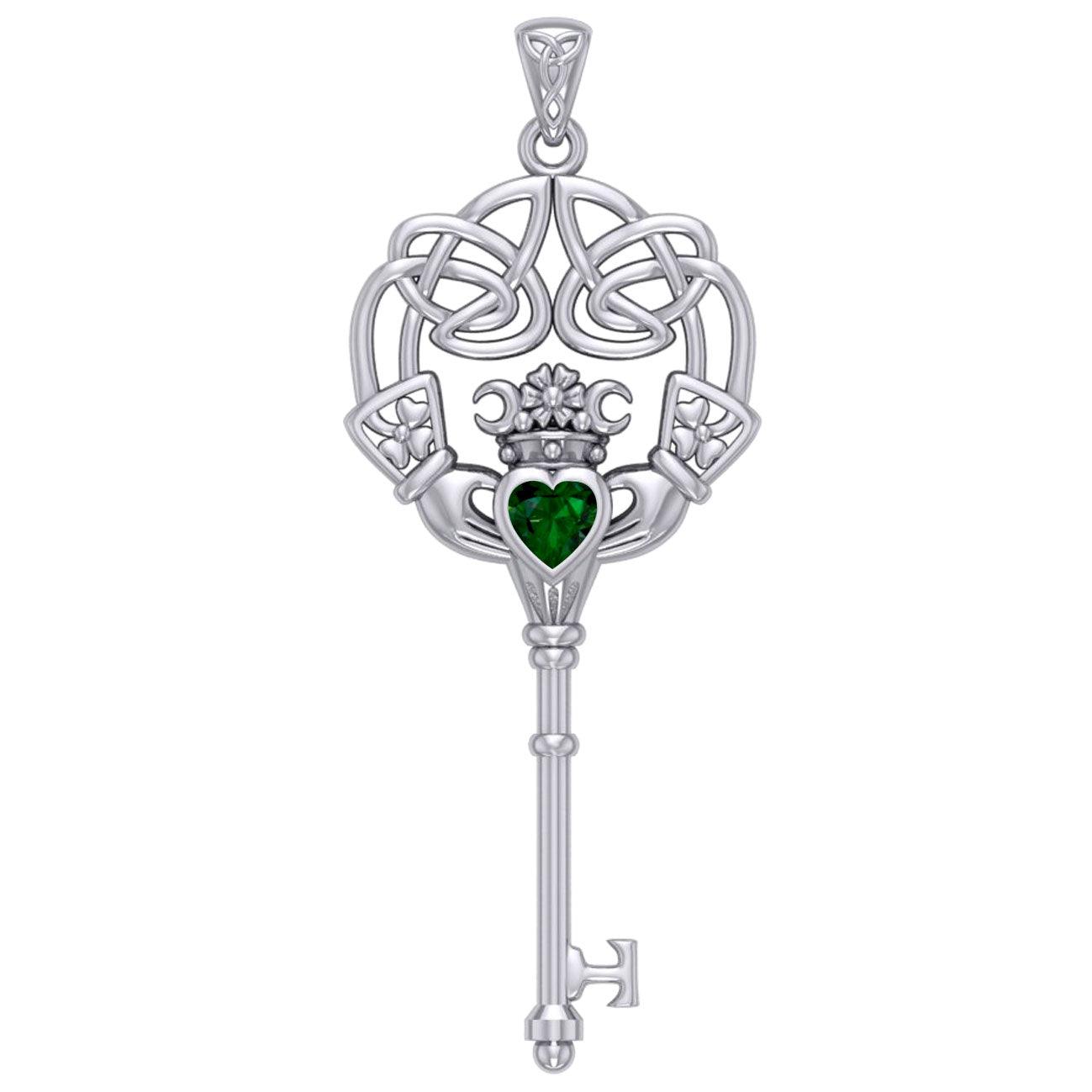 Irish Celtic Claddagh Spiritual Key Silver Pendant TPD5904 - Jewelry