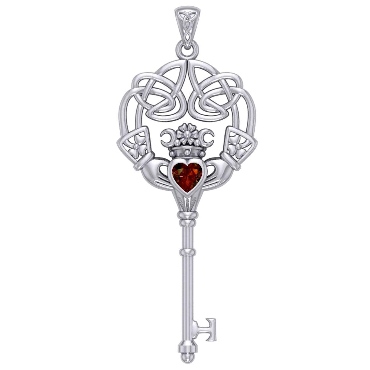 Irish Celtic Claddagh Spiritual Key Silver Pendant TPD5904 - Jewelry