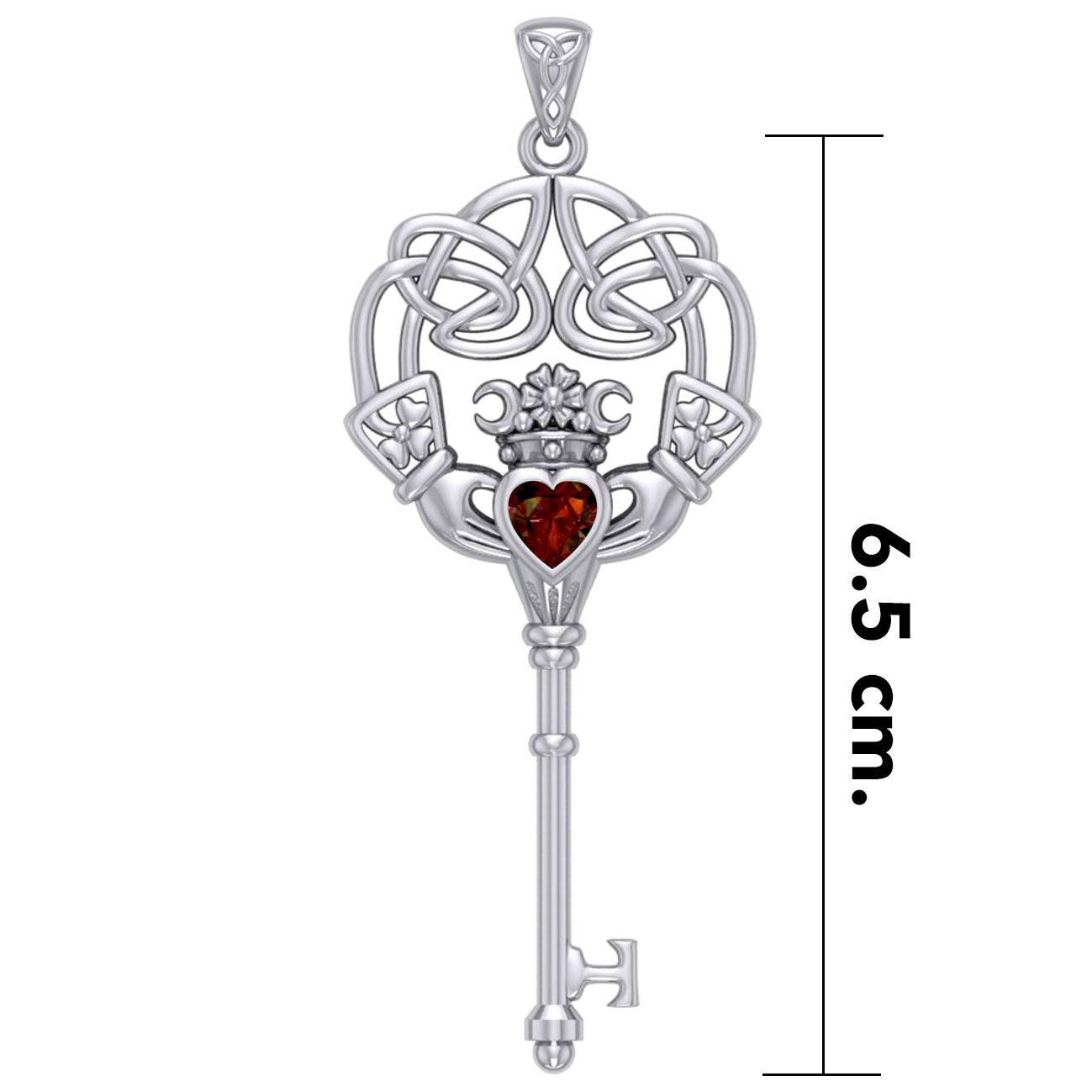 Irish Celtic Claddagh Spiritual Key Silver Pendant TPD5904 - Jewelry