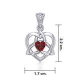 The Small Celtic Trinity Heart Silver Pendant with Gemstone TPD5913 - Jewelry