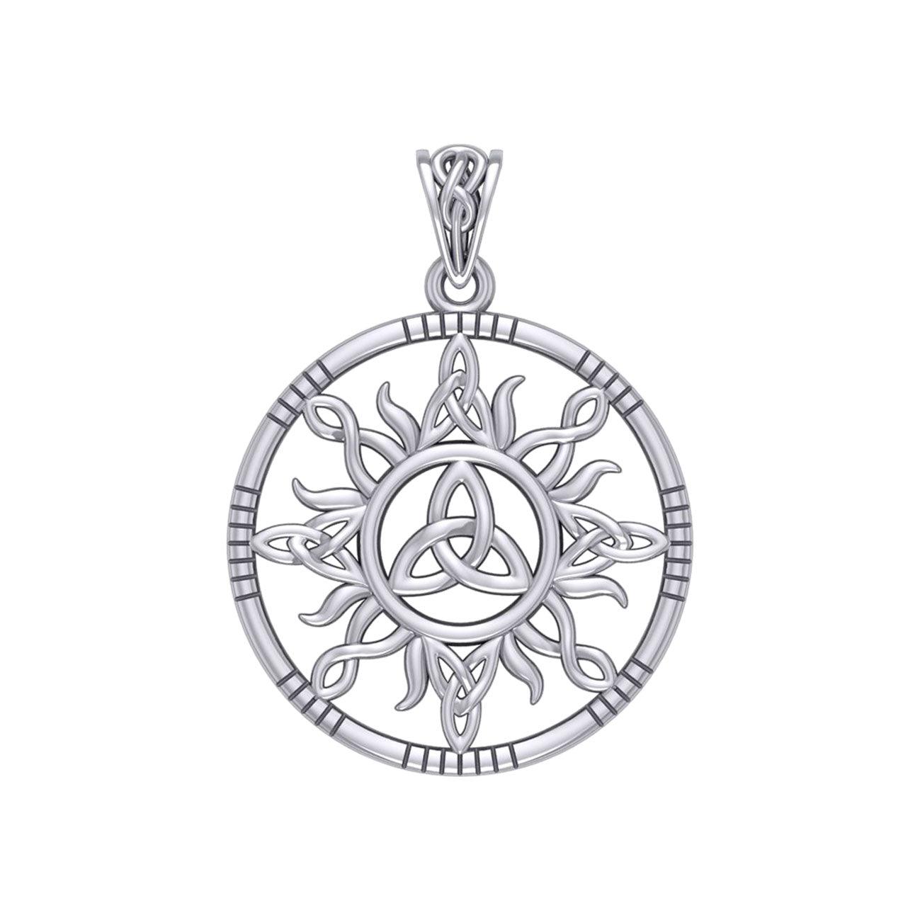The Sun and Celtic Trinity Knot Silver Pendant TPD5924 - Jewelry