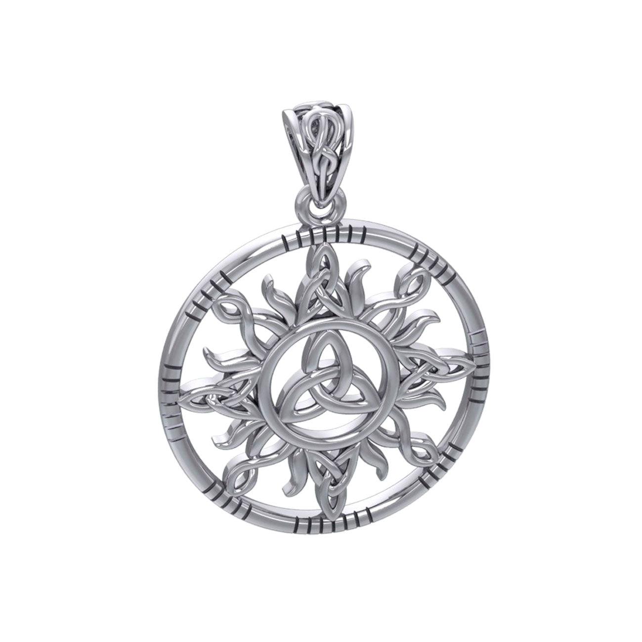 The Sun and Celtic Trinity Knot Silver Pendant TPD5924 - Jewelry