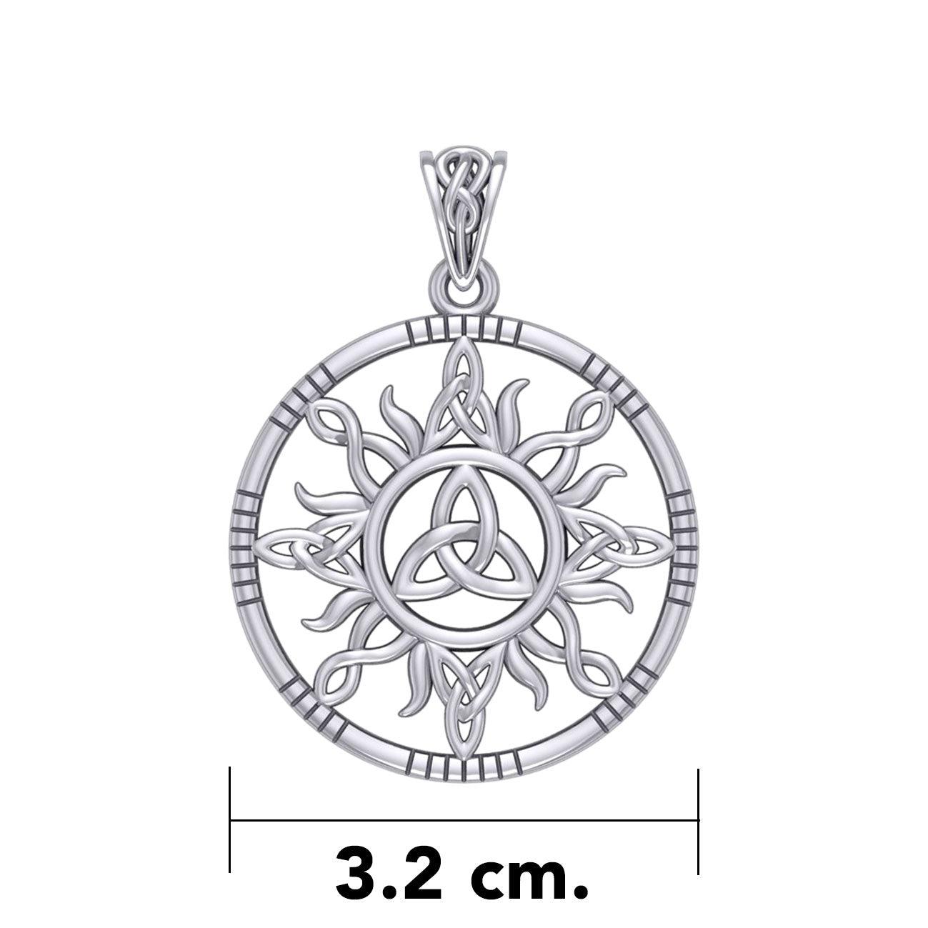 The Sun and Celtic Trinity Knot Silver Pendant TPD5924 - Jewelry