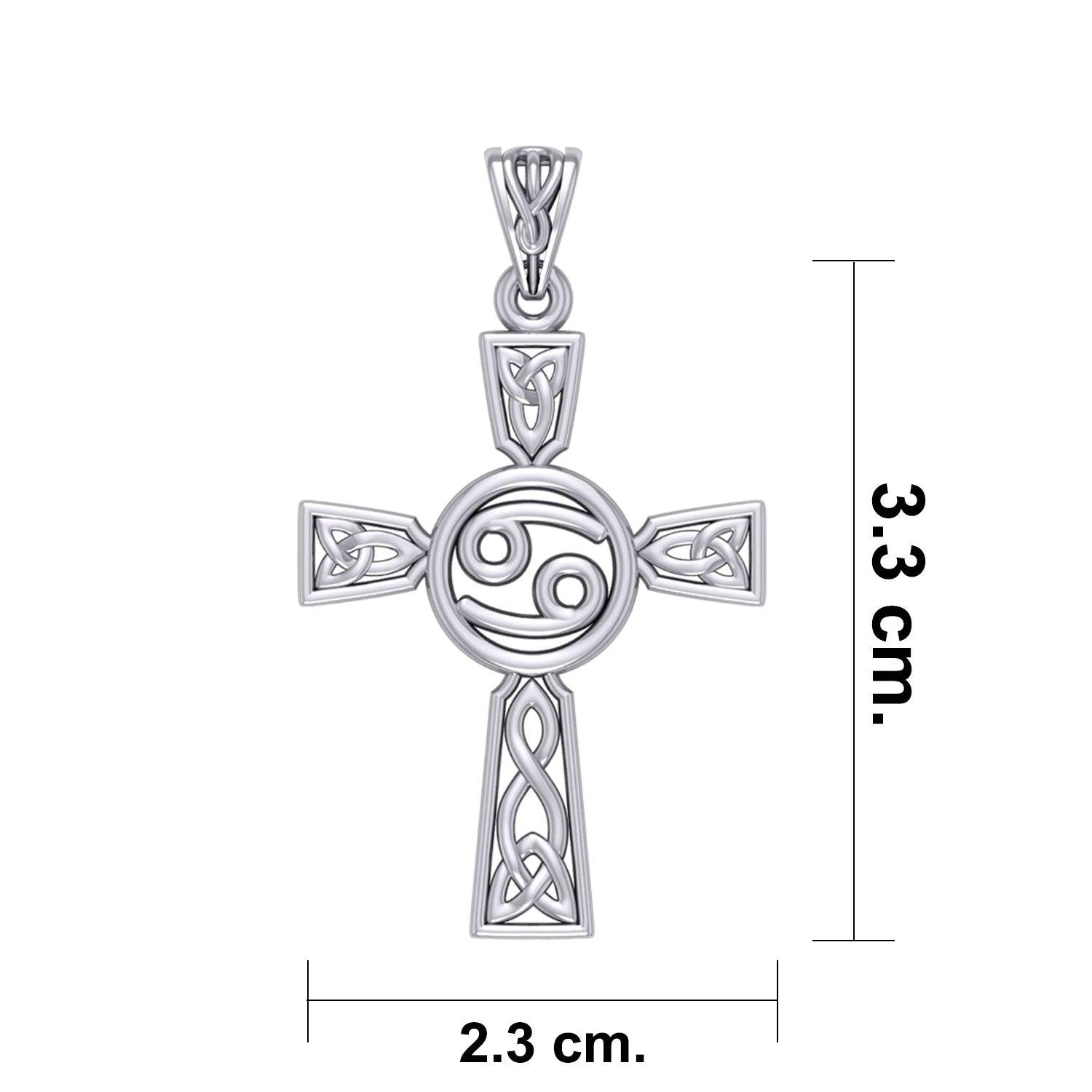 Celtic Cross Cancer Astrology Zodiac Sign Silver Pendant TPD5951 - Jewelry