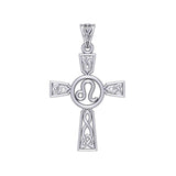 Celtic Cross Leo Astrology Zodiac Sign Silver Pendant TPD5952 - Jewelry