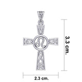 Celtic Cross Leo Astrology Zodiac Sign Silver Pendant TPD5952 - Jewelry