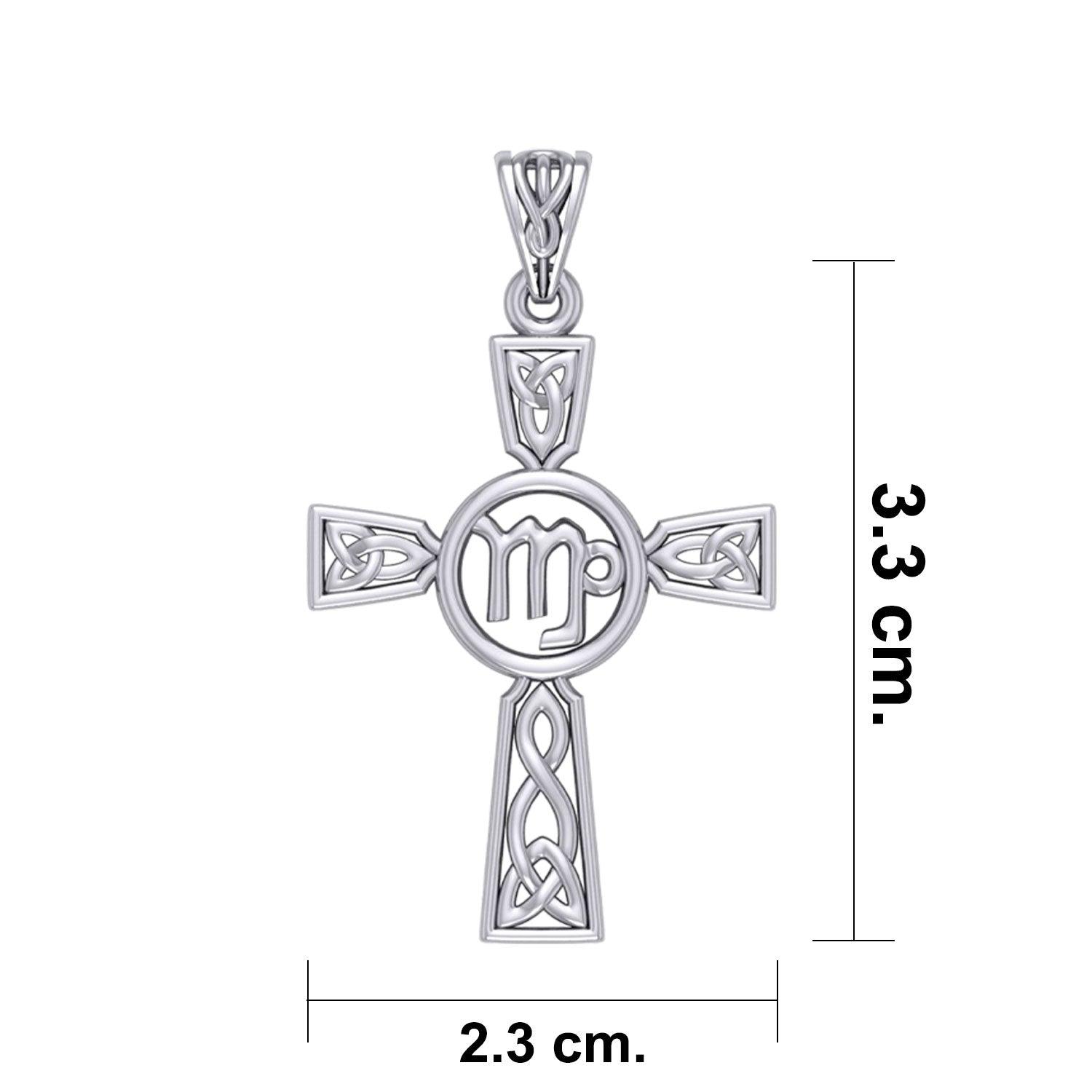 Celtic Cross Virgo Astrology Zodiac Sign Silver Pendant TPD5953 - Jewelry