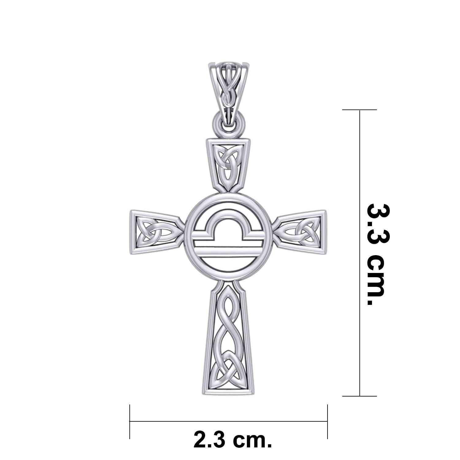 Celtic Cross Libra Astrology Zodiac Sign Silver Pendant TPD5954 - Jewelry