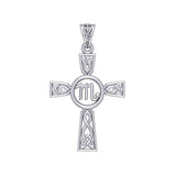 Celtic Cross Scorpio Astrology Zodiac Sign Silver Pendant TPD5955