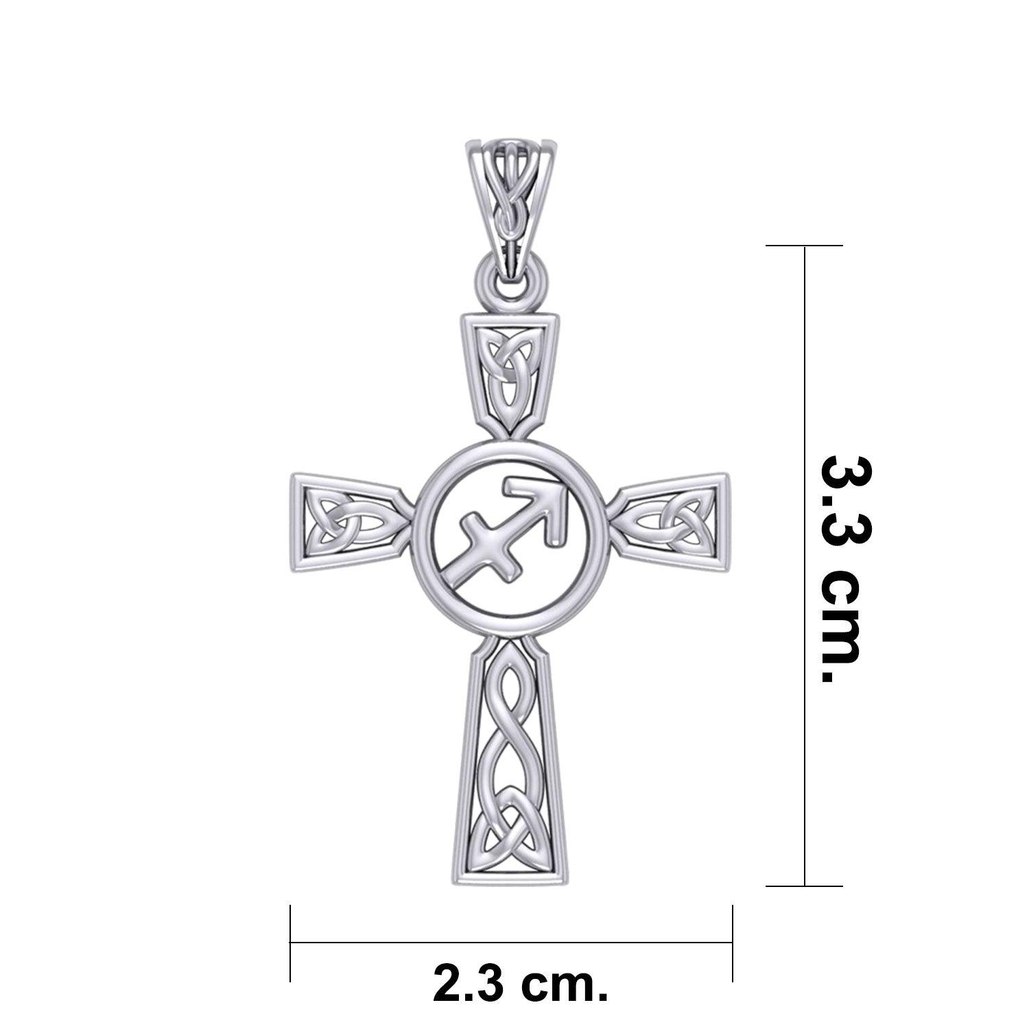Celtic Cross Sagittarius Astrology Zodiac Sign Silver Pendant TPD5956 - Jewelry