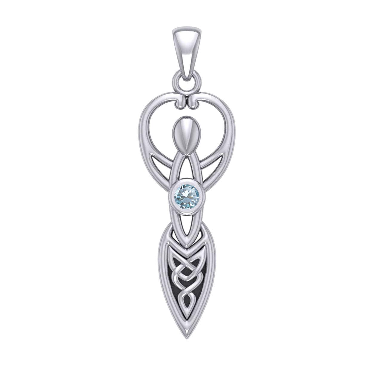 Celtic Goddess with Birthstone Silver Pendant TPD5959 - Jewelry