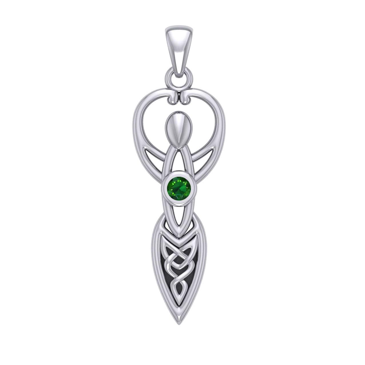 Celtic Goddess with Birthstone Silver Pendant TPD5959 - Jewelry