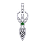 Celtic Goddess with Birthstone Silver Pendant TPD5959 - Jewelry