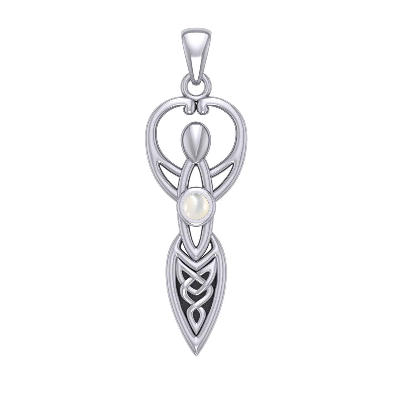 Celtic Goddess with Birthstone Silver Pendant TPD5959 - Jewelry